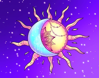 Sun And Moon Drawing Etsy Sun And Moon Drawing Etsy