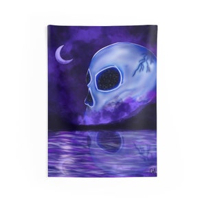 Skull Tapestry, Skull Decor, Indoor Wall Tapestries, Skull Wall Tapestry, Purple Skull Tapestry, Purple Tapestry, Indoor Skull Art, Skull