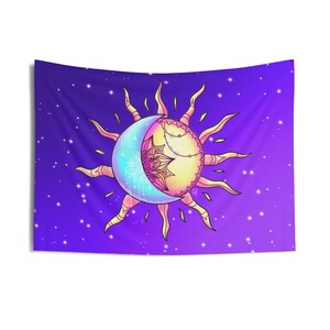 Sun and Moon Tapestry, Sun and Moon Wall Art, Sun and Moon, Sun and Moon Decor, Sun and Moon and Stars, Sun and Moon Tapestry, Wall Tapestry
