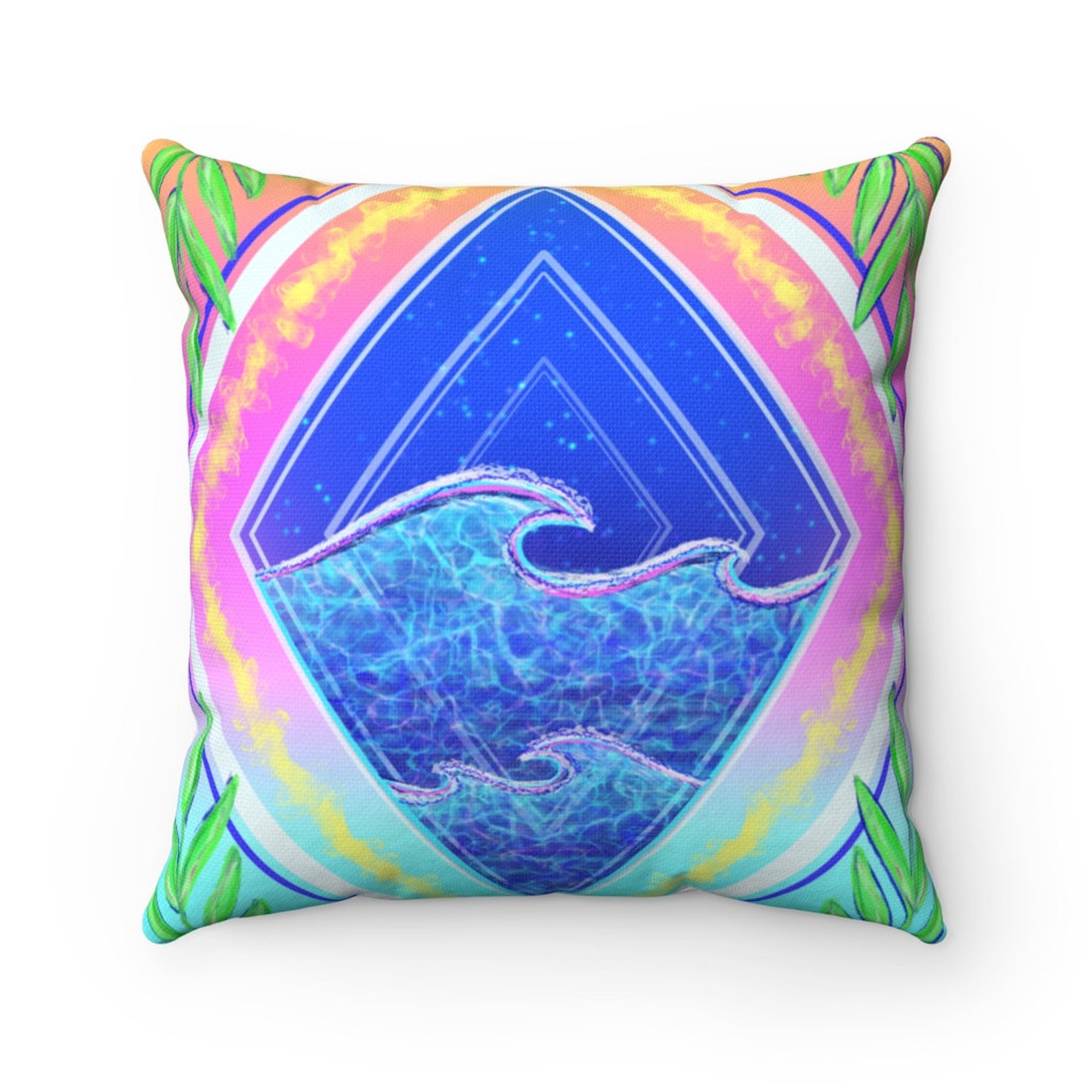 Wave Throw Pillow Throw Pillow Wave Pillow Ocean Throw Etsy