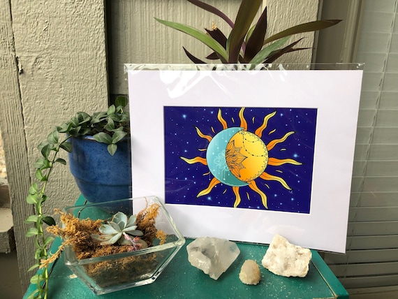 Soleil Et Lune Dessin Numérique Mandala Dessin Art Numérique Décor à La Maison Art De La Lune Impression Numérique Sun Art Décor De Lune