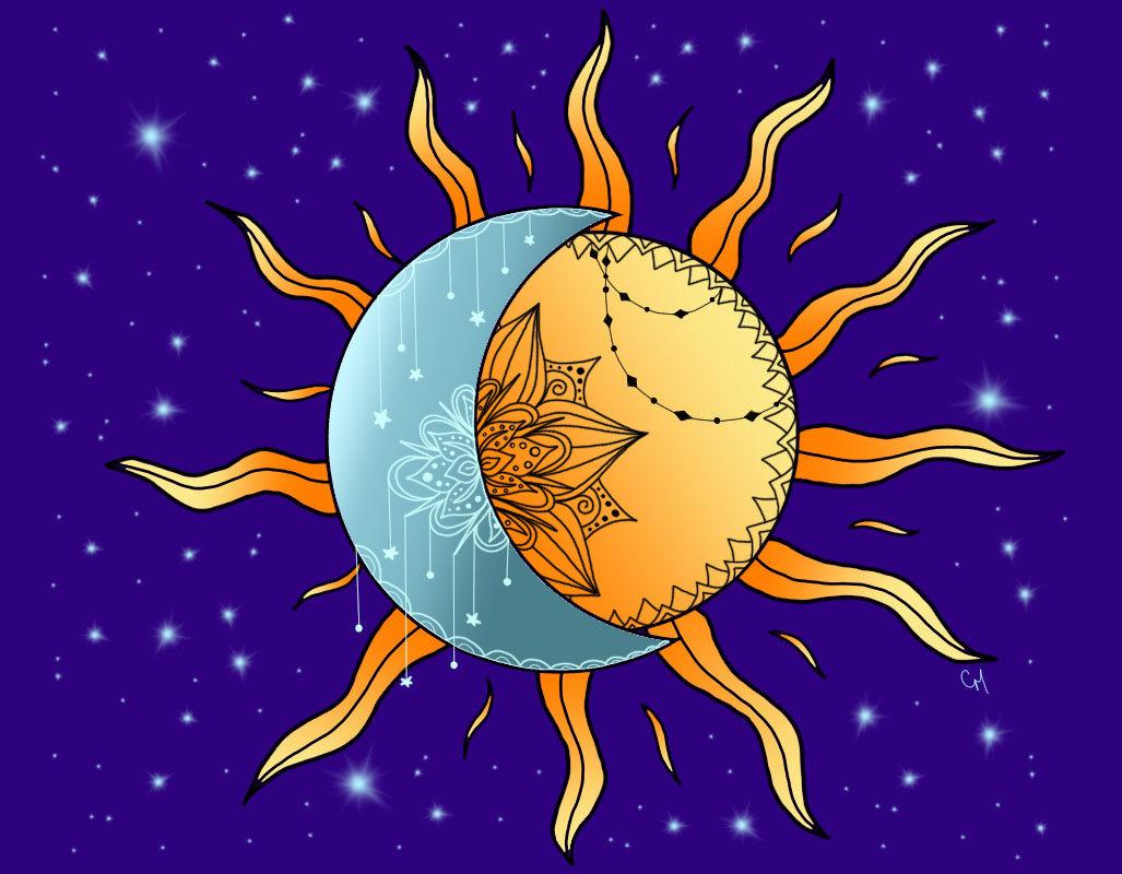 Sol y Luna Dibujo Digital Dibujo Mandala Arte Digital | Etsy