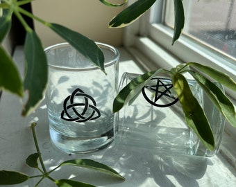 Votive candle holder witchy selfie altar tool pentagram holder Celtic knot candle holder Norse pagan Wiccan witchcraft altar supplies