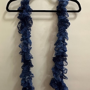 Handmade Dark Blue, Sparkly Sashay Ruffle scarf. Great gift for Mom, Bridesmaid gift, birthday gift
