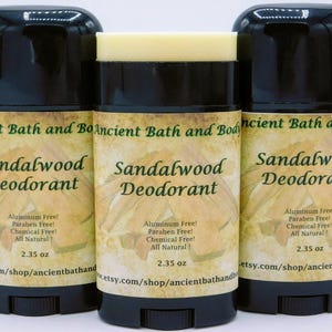 Sandalwood Deodorant, Aluminum Free Deodorant, Natural Deodorant, Chemical Free Deodorant, Artisan Deodorant, Vegetarian Deodorant