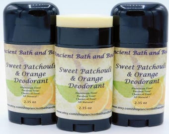 Sweet Patchouli & Orange Deodorant, Aluminum Free Deodorant, Chemical Free Deodorant, Natural Deodorant