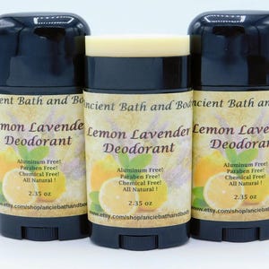 Lemon Lavender Deodorant, Aluminum Free Deodorant, Natural Deodorant, Chemical Free, Cruelty Free, Vegetarian Deodorant