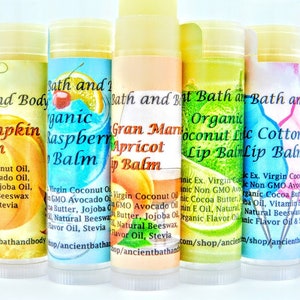Organic Lip Balms, 5 for 20, Choose from 53 Flavors by Ancient Bath and Body