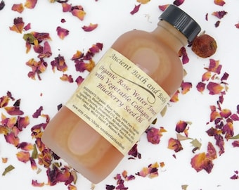 Organic Vegan Collagen Rose Water Toner with Blueberry Seed Oil by Ancient Bath and Body