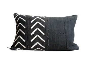 THE NORTHERN BLK Authentic African Mudcloth Lumbar Pillow Cover