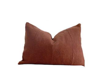 THE ROUSILIE | Gorgeous Rust Color Authentic African Mudcloth Lumbar Pillow Cover