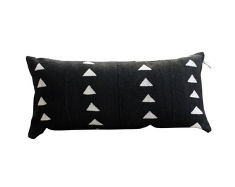 THE BLACK FLINT Authentic African Mudcloth Lumbar Pillow Cover