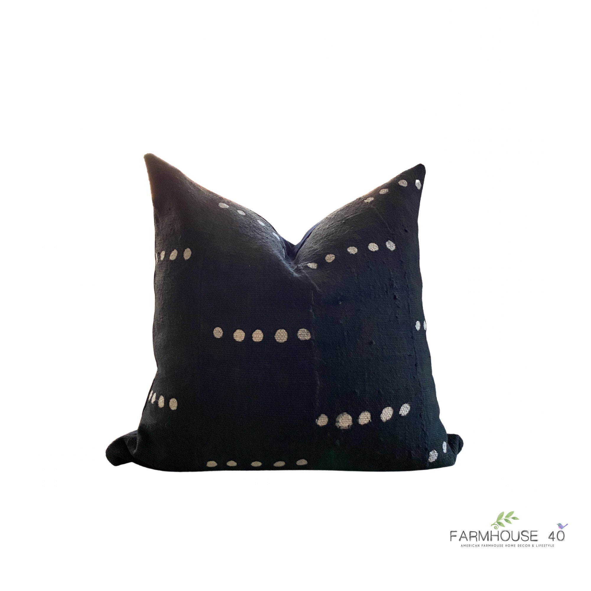 THE BREA BLACK Authentic African Mudcloth Pillow Cover
