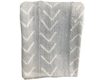 Authentic African Mudcloth Gray/White 40" W x 49" L