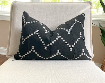 African Mudcloth Pillow Cover Black White