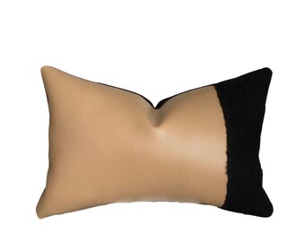 THE MORGAN African Mudcloth/Faux Leather Pillow Cover