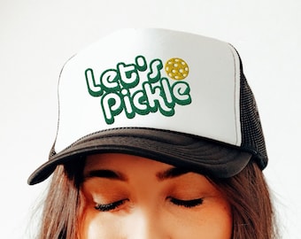 Lets Pickle Funny Pickleball Team Group Hat, Retro Pickleballer Summer Trucker or Baseball Hat, Preppy Pickleball Event Party Hat 2024