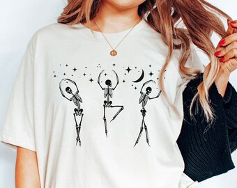 Dancing Skeletons Shirt, Halloween Tshirt, Dance lover Halloween Tee, Womens Skeleton Shirt, Fall Shirt, Gift for Dancer, Halloween Gift