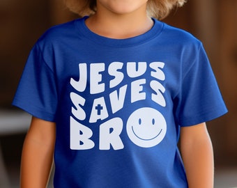 Camiseta de Jesús para niños, Jesús genial salva a hermano camisa cristiana de moda, regalo de Pascua para niños, camisa de la iglesia para niños, sudadera de fan de Jesús, camisa de Jesús para niños