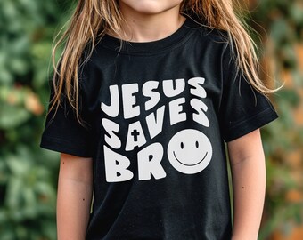 Camiseta de Jesús para niños, Jesús fresco salva a hermano camisa cristiana de moda, regalo de Pascua para niños, camisa de la iglesia para niños, sudadera de fan de Jesús