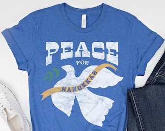 Hanukkah Peace Dove 2023 Hanukah Chanukkah Holiday TShirt, Matching Jewish Family Hanukkah Israel Love Peace Shirt