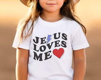 Jesus Christian Kids TShirt Funny Faith Jesus Shirt, Jesus Loves Me Kids Shirt, Christian Easter Basket Gift Kids, Church Jesus Fan Shirt