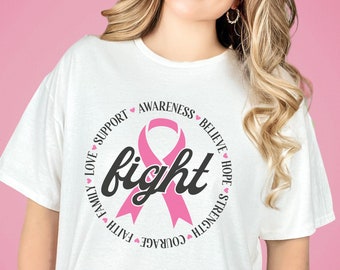Fight Breast Cancer Awareness Pink Ribbon Shirt, Pink Cancer Awareness Group Tshirt, Motivational Breast Cancer Awareness Shirt