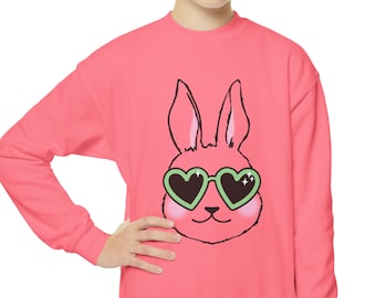 Bunny Love Easter T-shirt, meisjes kinder lente Pasen konijn meisje shirt Trendy 2024 Easter Basket Gift lente sweatshirt