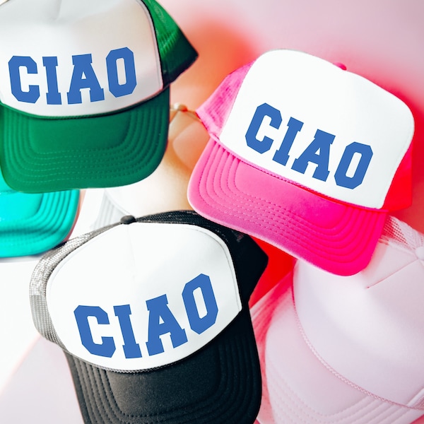 Cappello da camionista CIAO per viaggio di gruppo in Italia, cappello in rete e schiuma per vacanze in famiglia, cappello estivo italiano per tifosi, regalo per adolescenti, cappello da viaggio in Italia, cappello per viaggio di laurea