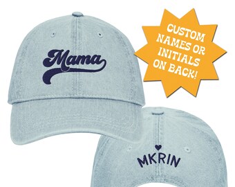 Mama Baseball Style Denim Hat Embroidered Navy Preppy Classic Ball Cap