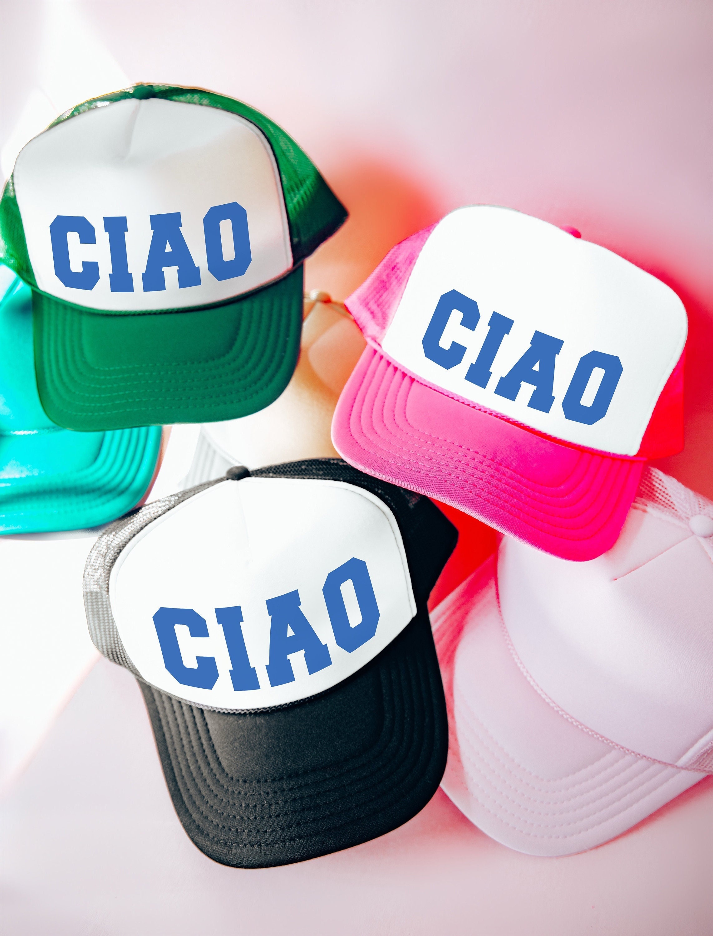 CIAO Italy Trip Group Trucker Hat, Family Vacation Mesh Foam Hat, Italian Fan Summer Hat, Gift for Teen, Italy Travel Hat, Grad Trip Hat