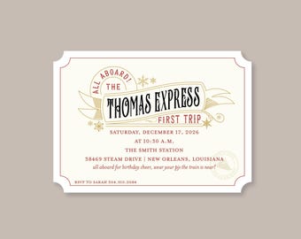 Christmas Polar Express Birthday Invitation
