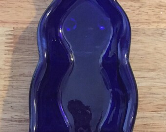 Blue Beer Bottle Tea Light Holder