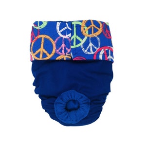 Premium Waterproof Dog Diaper - Peace Sign on Blue Waterproof Premium Dog Diaper