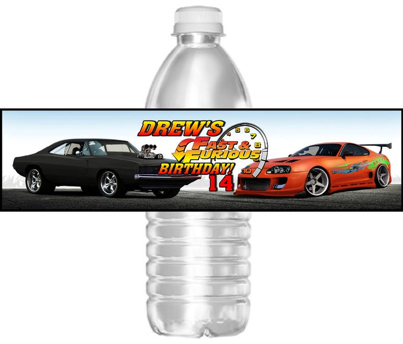 printable birthday party water bottle labels fast and furious 16 9 oz or mini water gatorade cars prima sa party favors games paper party supplies