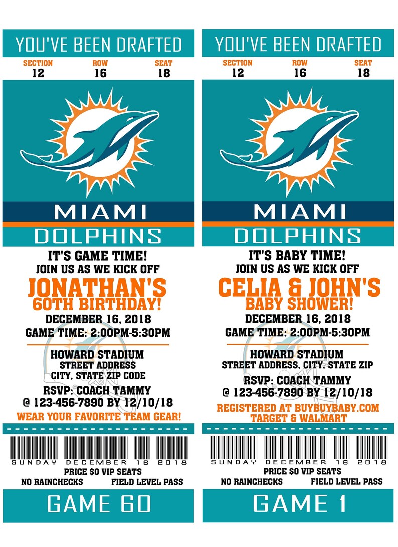 Miami Dolphins Birthday Card / Miami Dolphins Uniform Greeting Card for
