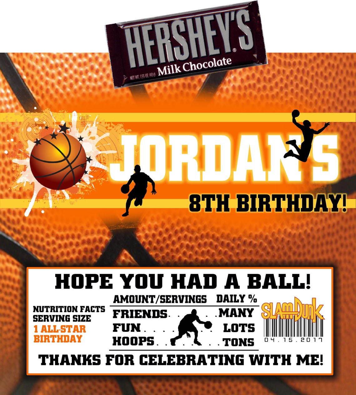 Basketball Candy Bar Wrappers Baby Shower or Birthday 1.55 oz. Etsy