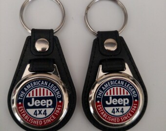 Jeep keychain fobs 2 PACK red white and blue
