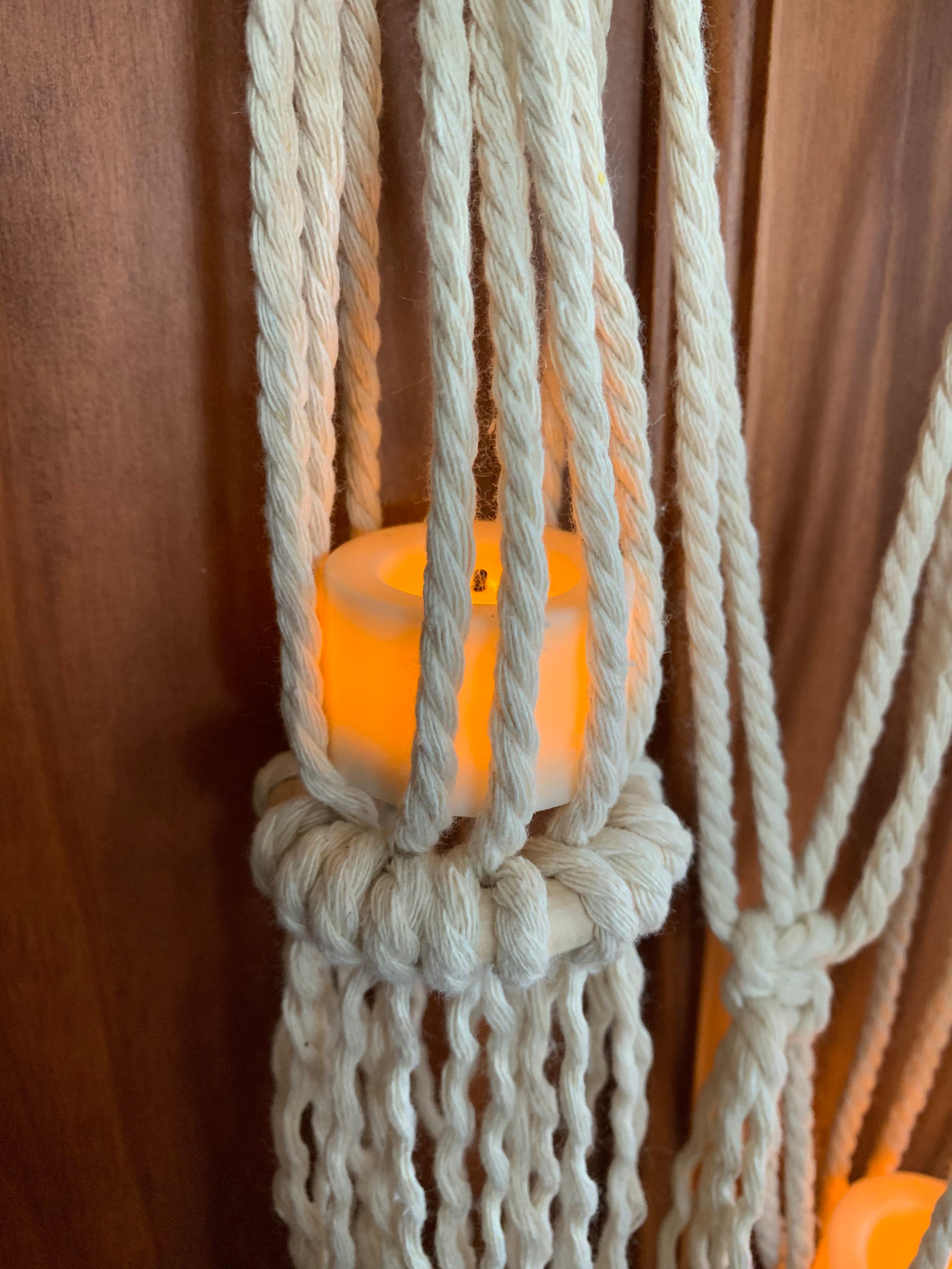 Hanging trio Macrame candle holder Etsy