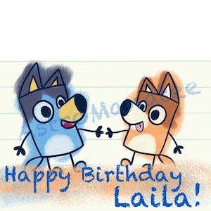 Versione digitale: Bluey e Bingo "Buon compleanno" // compleanno Bluey // festa di compleanno Bluey // bingo Bluey // regali Bluey per bambini