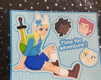 Fionna and Cake 5x7 Waterpoof Sticker Sheet//