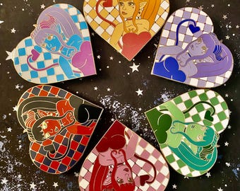Rainbow Demon Girl 3” Enamel Pins // tiefling girl pin // dnd OC // gold plating