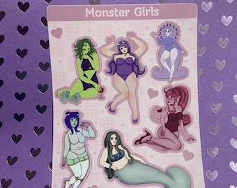 Monster Girl 5x7 Waterpoof Sticker Sheet//