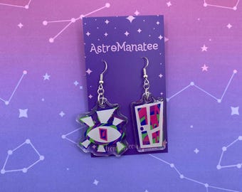 1” The Magnus Archives Inspired Earring or Keychain Set - Spiral & Eye// shrink plastic earring