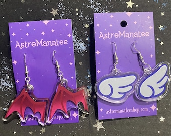 Angel and Demon Acrylic Earrings