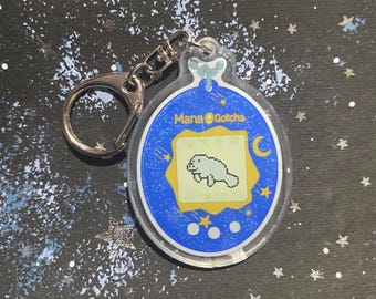 Manatee Video Game 2.5” Keychain // Digital Pet Keychain // Tamagotchi // Tamagame keychain //Nostalgic Gaming keychain // Kawaii Pet