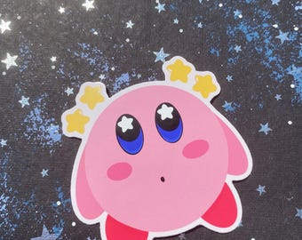 Adesivo impermeabile lucido Kirby da 2" //adesivo rosa scintillante // kirbie nello spazio // Adesivo divertente Kirbb // Adesivo meme Kirby //