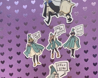 5 witches with hats but not brimmed poorly drawn sticker pack 3” Sticker Waterproof Vinyl / qifrey and olruggio sticker /  witch hat sticker