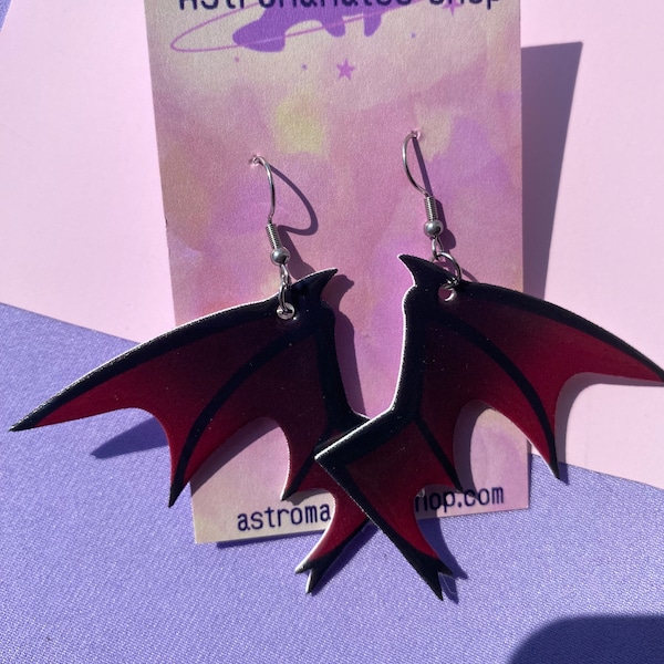 Dragon Earrings // ren faire costume // cottagecore earrings // ren faire jewelry // batwing earrings // halloween earrings