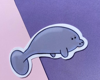 Manatee 2 ”Wasserdicht Aufkleber // Süßer Tier Aufkleber // Florida Manatee Aufkleber // einfacher Aufkleber // save the manatees